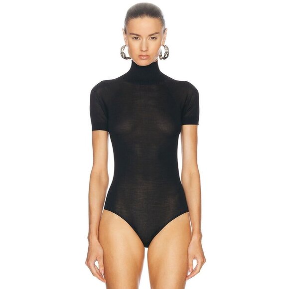Alaia Tops - ALAIA Short Sleeve Bodysuit Noir Black